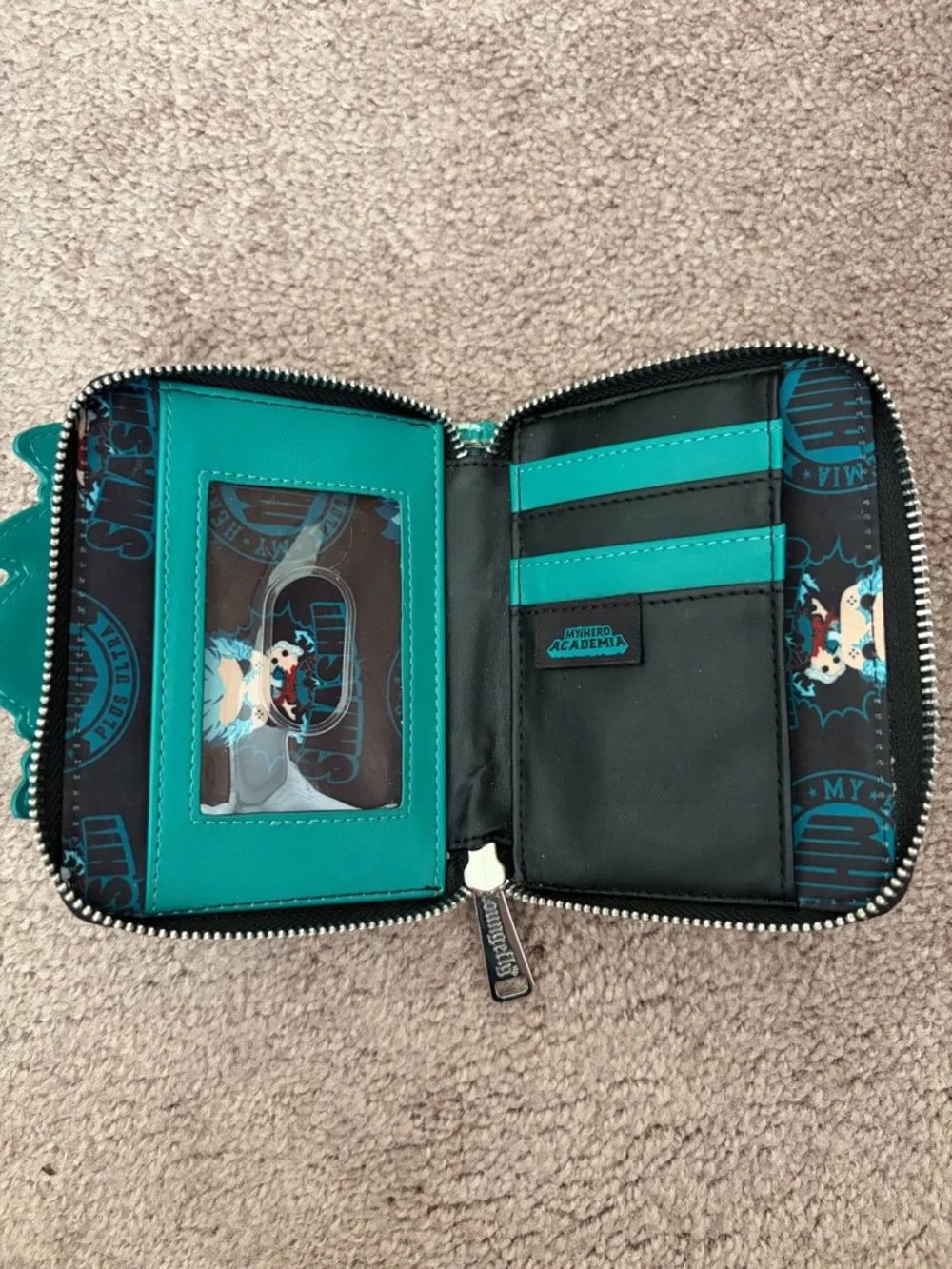 Loungefly My Hero Academia Zip Wallet with Aqua Accents